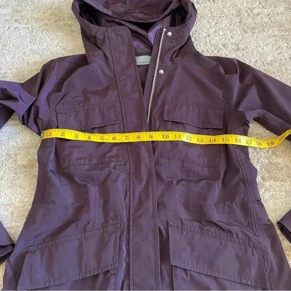 Athleta Downpour Coat Waterproof Mid Length Hooded Purple Full Zip: XXS - Picture 13 of 14